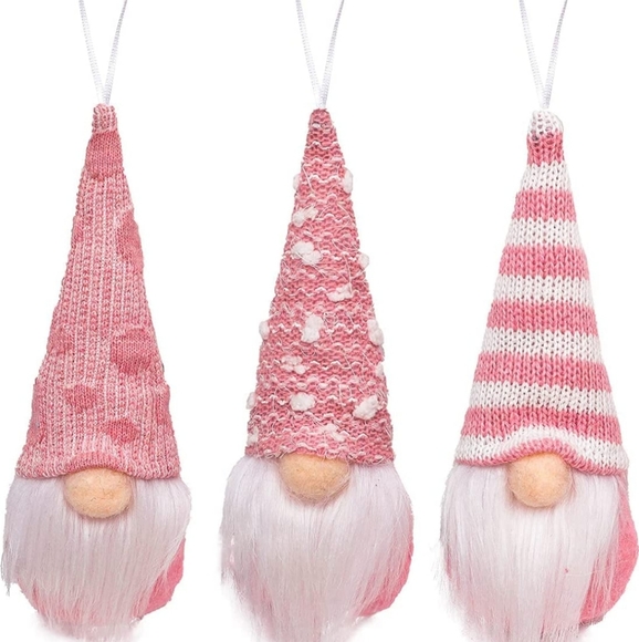Set of 3 Pink Gnome Ornaments - Picture 1 of 3
